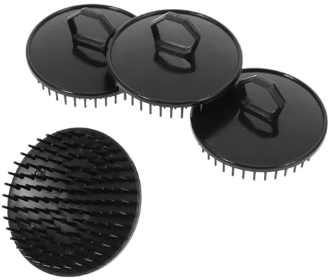 Shampoo Kopfhautmassagegerät 4 Stück PE Schwarz für Haarpflege | Massage Brush, Kopfhautpeeling, Haarwaschbürste, Reinigungsbürste, für Dusche und Haare