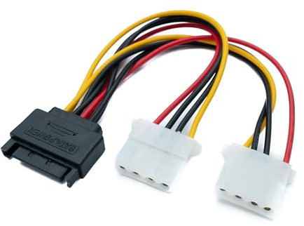 System-S Câble Y SATA 20 cm 15 broches mâle vers 2 x Molex LP4 IDE 4 broches femelles
