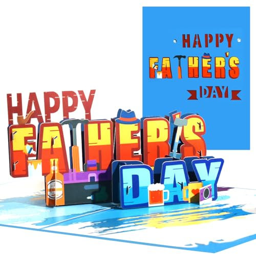 CNLITIHEKA Happy Fathers Day Karte, Pop Up Vatertagskarte, Geschenk für Papa, Ehemann, inkl. Umschlag.