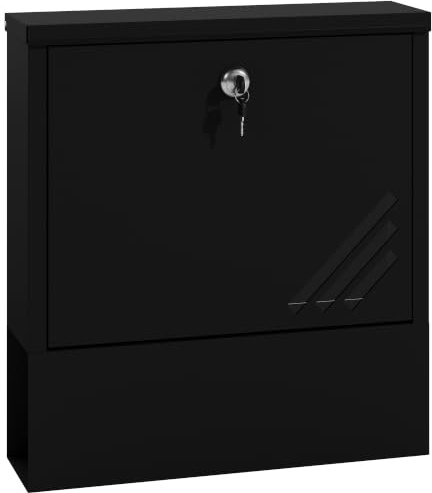 HOMCOM Cassetta Postale a Muro con Finestrella, Serratura e 2 Chiavi, Cassetta delle Lettere Max A4 in Metallo, 30x8.5x32.5 cm, Grigio Carbone
