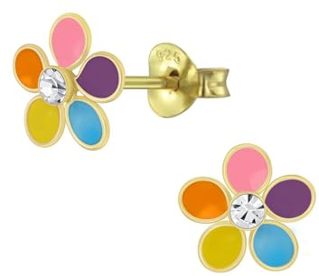 Monkimau Mädchen Ohrringe Blume | Ohrstecker aus 925 Sterling Silber | Kinderohrringe hypoallergen