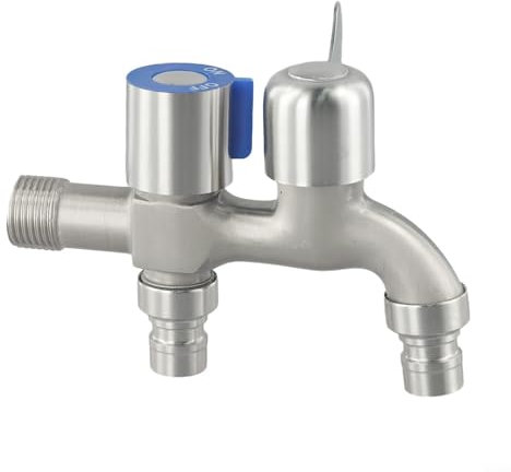 Grifo de acero inoxidable de diseño doble abierto, perfecto para uso doméstico y jardín