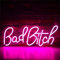 NEON LED Licht, dekorative Wand-Leuchte, Bad Bitch, pink, ca. 18,5 x 42,5 cm, Deko-Licht, Wohnzimmer, Gaming-Zimmer, Nachtlicht für Schlafzimmer, Gamer Design-Lampe, USB-Betrieb