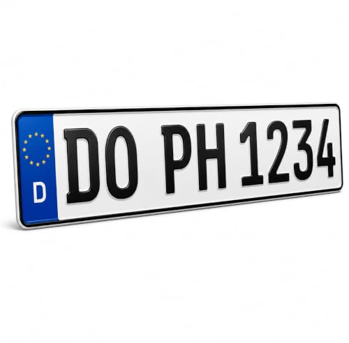 PLATEHOLDER® Kfz Kennzeichen | DIN Zertifiziert | 520x112mm | Für Auto Fahrradträger Anhänger | offizielle Nummernschilder 2 Stück