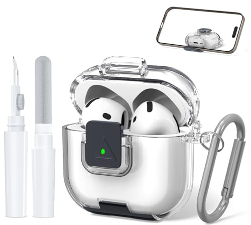 TPU-Schutzcase für AirPods 4, aus flexiblem TPU mit Stoß- und Abriebschutz – inkl. Schlüsselanhänger + Reinigungsstift, kompakt & leicht für täglichen Gebrauch (transparent)