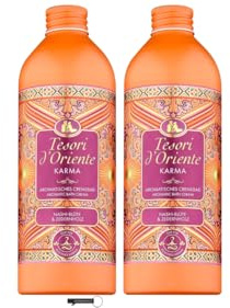 Tesori d'Oriente Cream Bath 'Karma' | Aromatic Bath with Nashi Blossom & Cedar Wood | Spa Experience for Home | Wellness Rituals for Body & Senses | 500 ml,pack of 2,+ italy shop Schlüsselanhänger