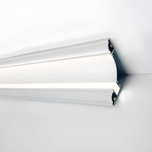 Aluminiumprofil-Kronenformteil For Indirekte Beleuchtung, Installation Von LED-Zierleisten, Weiße LED-Diffusor-Lichtabdeckung, LED-Licht NICHT Im Lieferumfang Enthalten(7m/23ft)