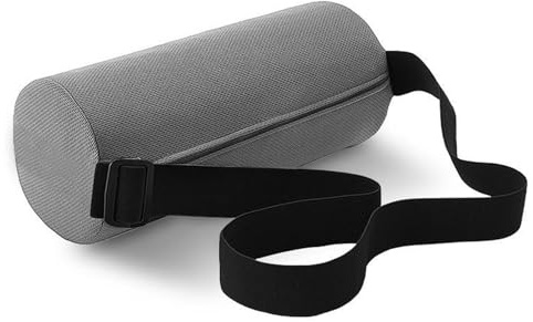 Dermalyx Lendenwirbelstützkissen für Bürostuhl & Auto, Ergonomisches Lordosekissen Mit Gurt, Atmungsaktives Lendenkissen Rückenstütze Bandscheibenwürfel 32x12 cm (Grau)