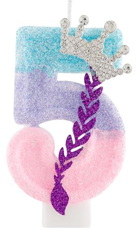 Hongplus Kpop Theme Birthday Number Candles,Purple Pink Crown Candles for Cake,Glitter Number 5 Cake Topper with Sequins for Kpop Theme Birthday Anniversary Party Decorations Supplies