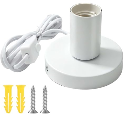 Porte-lampeE27, 1,8 m, DouillesE27aveccâble, SocleampouleE27avecprise, Douille avec interrupteur, Support de lampe pour ampoule avec câble, cordon d'alimentation avec interrupteur et prise (Blanc)