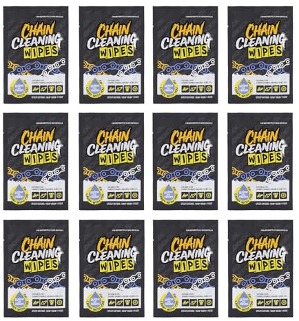 Aumotop 12pcs Bike Chain Cleaner Wipes, Individually Packaged & Convenient, Efficient Dirt Removal for Bikes & Motorcycles, Non Woven Fabric