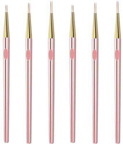 JOINPAYA Nail Art Brush Set 6Pcs Rose Gold Nail Dotting Tools with Comfortable Grip Designed for Home and Salon Nail Painting