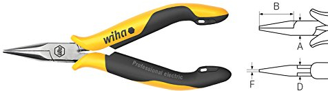 Wiha Flachrundzange Professional ESD gerade Form (26799) 120 mm für empfindliche elektronische Bauteile, Schutz von Komponenten durch elektrostatisch ableitendes Werkzeug, dissipativ, Werkzeug mit Oberflächenwiderstand