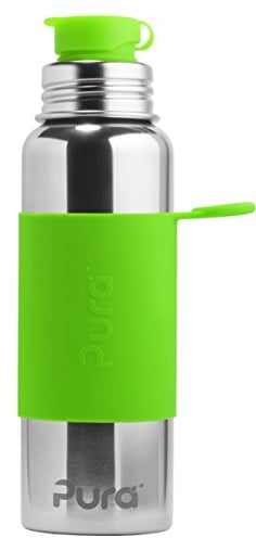 Pura Stainless Steel Sports Bottle with Silicone Cap, 850ml, Certified Non-Toxic, Green