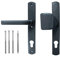 Türgriff/Türdrücker/Türklinke/Drückergarnitur DHS 92mm (Schildbreite 32mm) - Grau RAL 7016 - mit Knauf