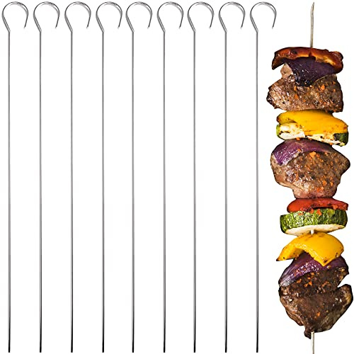 O-Yaki Edelstahl Spieß Set – Kabob Spieße – Ideal für Indoor/Outdoor Grillen, Kochen, Braten – Set von Neun Metall Spieße 9 inch