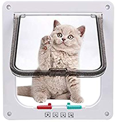 Boodtag 2-Wege Haustierklappe für Katzen, Hunde Drei Größe S,M,L Katzenklappe Hundeklappe Weiß Braun
