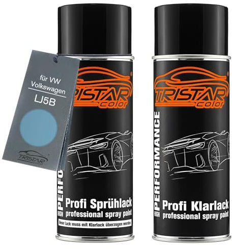 TRISTARcolor Autolack Spraydosen Set für VW/Volkswagen LJ5B Eisblau Basislack Klarlack Sprühdose 400ml