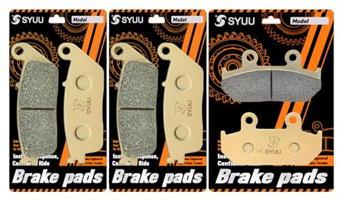 S SYUU Motocicleta Fibra de cobre delantero y trasero Pastillas de freno Compatible con Suzuki Brake Pads AN 650 Burgman Executive/Skywave 2003-2014 FA142F FA412R