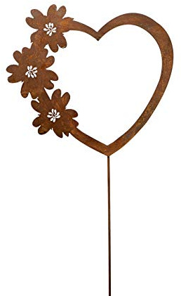 Metall Stecker. Herz mit Blumen. Rost Gartenstecker, Metallstecker, Dekostecker. 58 cm. Art.: 72915