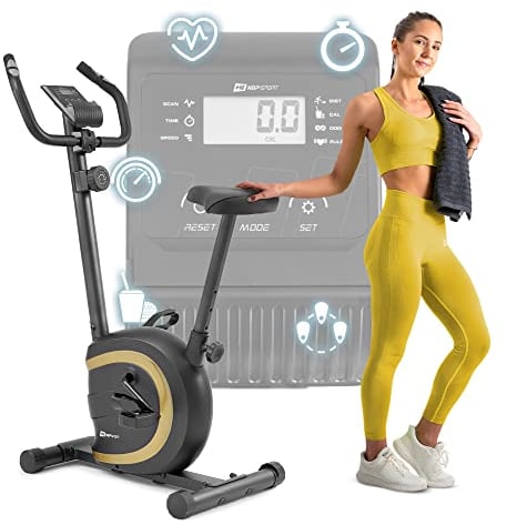 Hop-Sport Heimtrainer Vox Gold - Ergometer Fahrrad für Zuhause mit Magnetischem Bremssystem, Verstellbarem Sattel und Pulsmessung, Fitnessbikes für Home Fitness, Indoor Bike