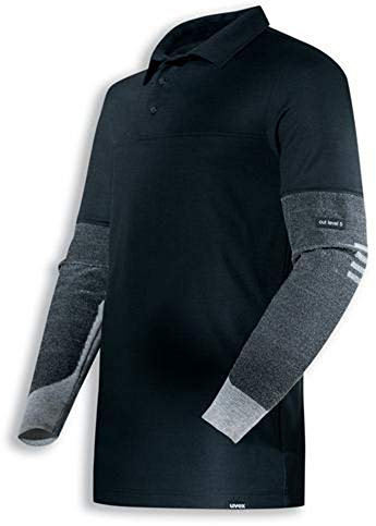 Uvex Cut Quatroflex Herren-Arbeitsshirt - Schwarzes Männer-Poloshirt - Ärmel mit Schnittschutz-Stufe 5 XL