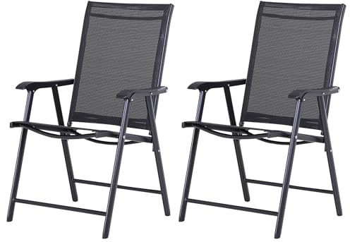 Outsunny Conjunto de 2 Sillas Plegables para Exterior 58x64x94 cm Negro