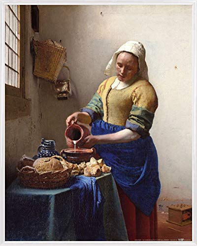1art1 Johannes Vermeer Póster Impresión Artística con Marco (Plástico) - La Lechera, 1658-1660 (50 x 40cm)