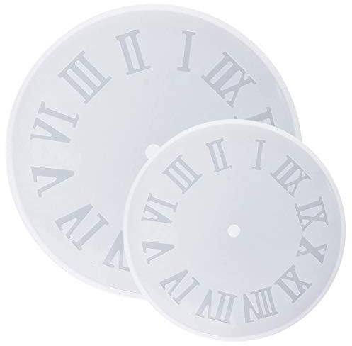 SIMUER 2 Pièce Moule en Silicone en Résine, Chiffres Romains Moule en Silicone pour Faire des Chiffres Horloge Bricolage Artisanat à la Main Moule Outil Bijoux - Deux Tailles