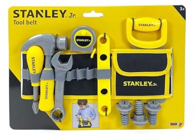 Smoby - Stanley - Belt Tools - Adjustable Strap - 14 Accessories - Saw, Screwdriver, Combination Wrench, Tape Measure, Screws, Rulers, Nuts - From 3 Years