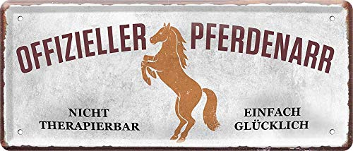 schilderkreis24 - Blechschilder Lustiger Spruch “OFFIZIELLER PFERDENARR“ Deko Hängeschild Reiten Geschenkidee für alle Pferdebesitzer Pferde Fans 28x12 cm