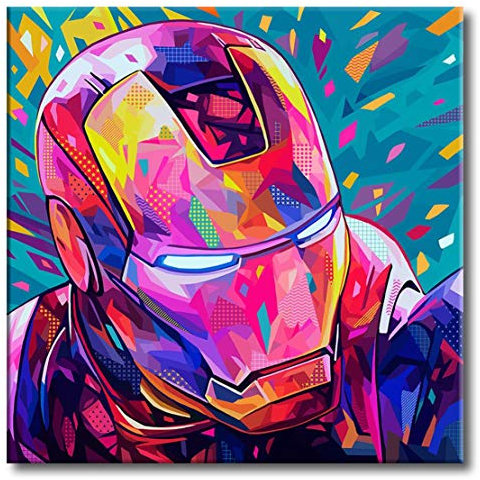 Shukqueen Adults Paint by Numbers Kit with Brushes, Pigment, Canvas, DIY Painting kit for Kids, Beginner, 16X20 Inch, Iron Man (Frameless)