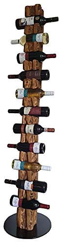 Wood & Wishes – Rustikaler Weinständer, Weinregal, Weinhalter aus massivem Holz; gefertigt in Handarbeit für 11 Flaschen Wein; Höhe 158 cm Ø 34 cm; Treibholzoptik; Landhausstil; dekoratives Unikat