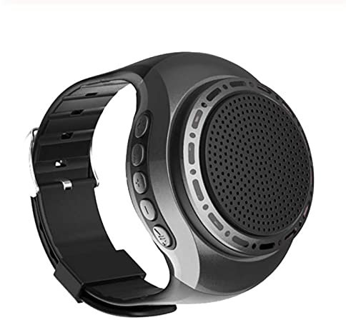 Haut-Parleur de Montre-Bracelet Bluetooth, Carte de Haut-Parleur BT sans Fil avec Radio FM Sports de Plein air Portables exécutant Une Carte mémoire colorée de 32 Go à LED (Noir)