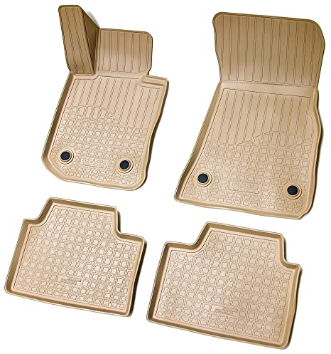 Recambo 3D Gummi Fußmatten kompatibel für BMW 3er G20 | G21 | BJ ab 2019> | Auto Gummimatten | Passgenau | mit Rand | beige