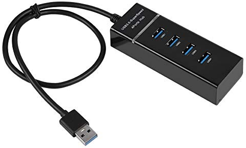 USB 3.0-Hub mit 4 Anschlüssen, Ultraflacher Daten-USB-Hub-Adapter mit Ladeanschluss, USB-Splitter, Unterstützte 5-Gbit/s-Übertragung, Kompatibel mit Telefon/Tablet/PC/Windows