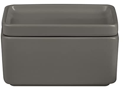 blomus Butterdose -PILAR- aus Steingut | Butterschale in Dunkelgrau mit Deckel | Farbe Pewter | 12L x 9B x 8H cm