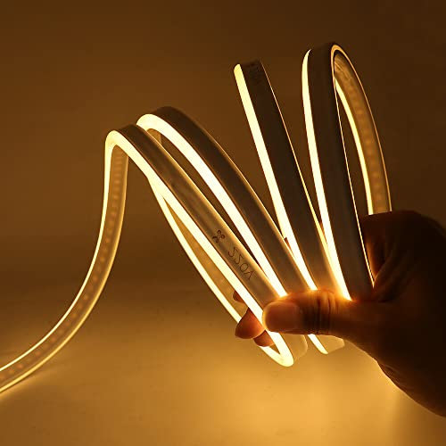HEGEHE Ruban LED Néon, 230V 120 LEDs/M Silicone IP65 Etanche Découpable Flexible Néon Lumière pour Chambre, Armoire,Maison,Cuisine, Décoration (Blanc chaud, 15M)