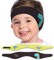 MoKo Schwimmen Stirnband, 2 Pack Neopren Schwimmband Ohrenband Wasserdichtes Kopfband Haarband mit Hohe Elastizität Ohrenschutz Band für Kinder Alter 3-9, M Größe - Schwarz Dinosaurier&Gelb Hai