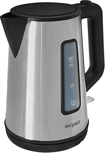 Exquisit Wasserkocher WK 6119 isw |1,7 L Nutzinhalt | 2200 Watt | Wasserstandsanzeige | Edelstahl
