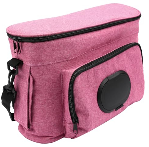 Babyruf Kinderwagen Organizer BO 300 | Kinderwagen Zubehör | Wickeltasche | Babytasche | Windeltasche | Isolierte Flaschenhalter | Wasserabweisend | Praktische Innenaufteilung | 36x12x24cm | Rosa