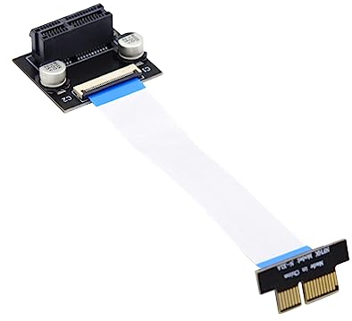 cablecc PCI-E Express 1X Slot Riser Card Extender Extension Angled Ribbon Flex Relocate Cable 10cm Low Profile