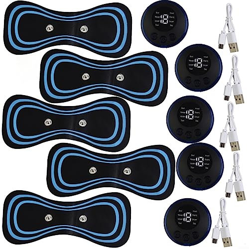 EpheyFIF EMS Mini-Massagegerät, Ems Massagegerät, tragbar, elektrisch, Nackenmassagegerät, Halswirbelmassagegerät, Stimulator, Schmerzlinderung, Kit für den ganzen Körper, 5 Stück
