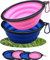 Collapsible Travel Dog Bowl Portable Large Or Small Pet Water and Food Feeding Bowl Outdoor Easy To Carry With Hook Blue or Pink (Pink & Blue Small)