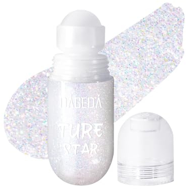 Prreal Roll-on Body Glitter Gel, Mermaid Makeup Festival Rave Accessories, Glitzer Face Paint Holographic Hair Glitter Gel, Sparkle Body Shimmer Halloween Makeup for Rave Party(01 Dazzle)