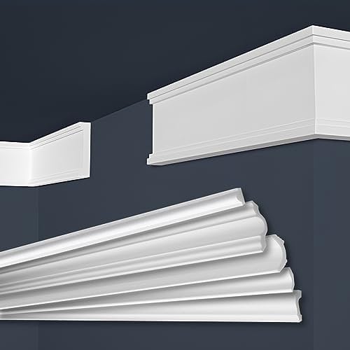 MARBET DESIGN Stuckleisten XPS Styropor weiß - Wandleisten Bordüre Styroporleisten E-Leisten - (60 Meter / 1 Packung E-29)