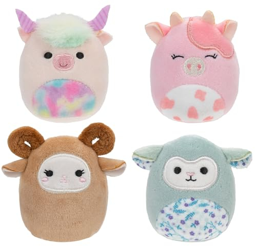 Squishville SQM0506-4er Pack Scheunen Squad, superweiche Mini-Squishmallows, 5cm Plüschfiguren