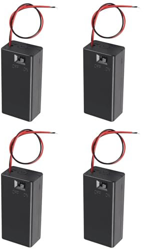 CGNRONEAU 4 AA 9V Battery Holder with Switch 9V Battery Case with Switch 9V Battery Case Holder with Cover Storage Case Holder Box