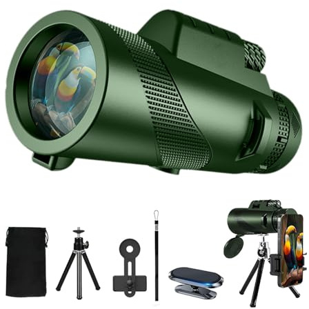 Télescope monoculaire haute puissance 80 x 100 pour smartphone pour adultes - Télescope monoculaire haute définition pour l'observation des étoiles, la chasse, la faune, l'observation des oiseaux, les