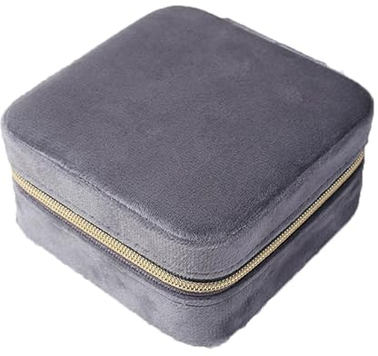 BSLVWG Schmuck-Box,kleine Reise Schmuck Organiser Aufbewahrungskoffer für Halskette Ohrringe Armbänder Ringe Samt Leopard Schmuck Box Organizer, Schmuck Geschenk Box für Mädchen Frauen (Grau)